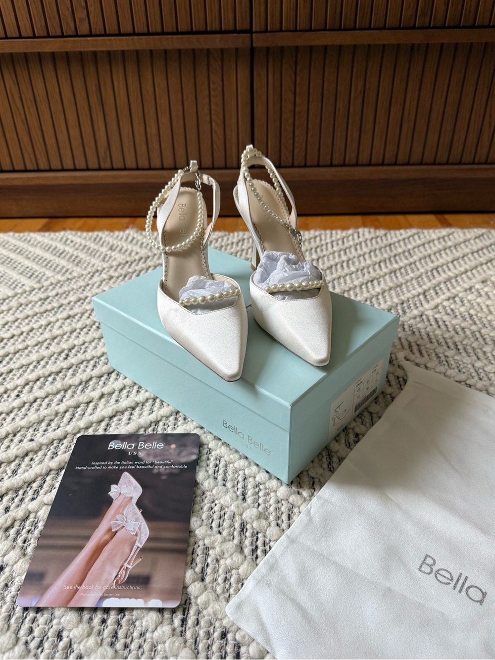 *NEW* Bella Belle Cecilia Ivory Pearl Slingback Bridal Heels 7.5 USA - Picture 8 of 13